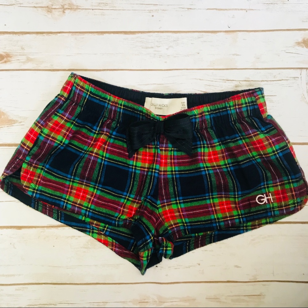 Gilly Hicks Red Green Plaid Lounge Shorts